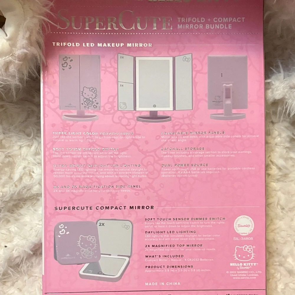 Impressions Vanity Hello Kitty Lighted Makeup Mirrors Bundle New
